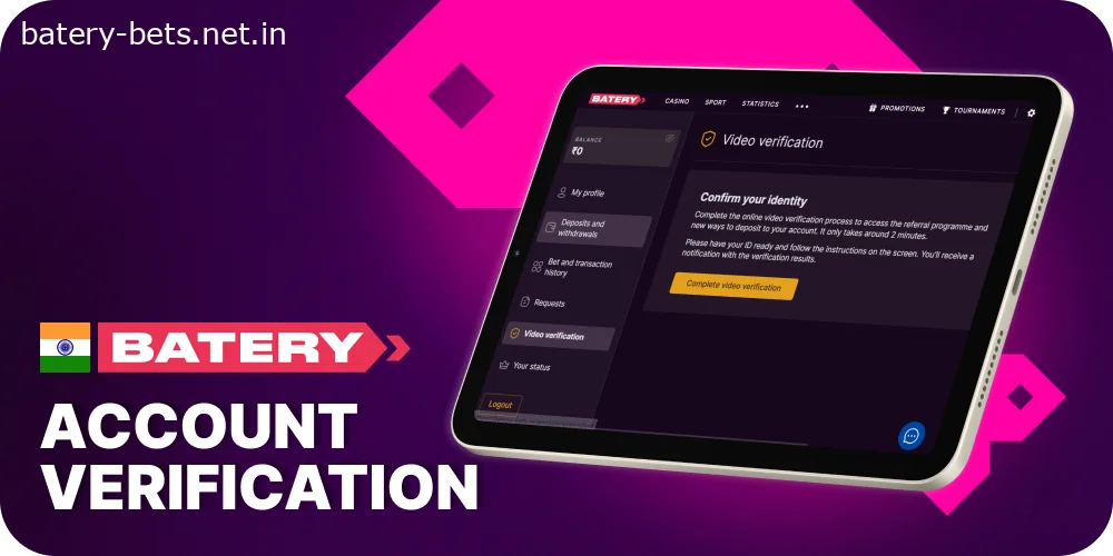Verify your Batery account in India
