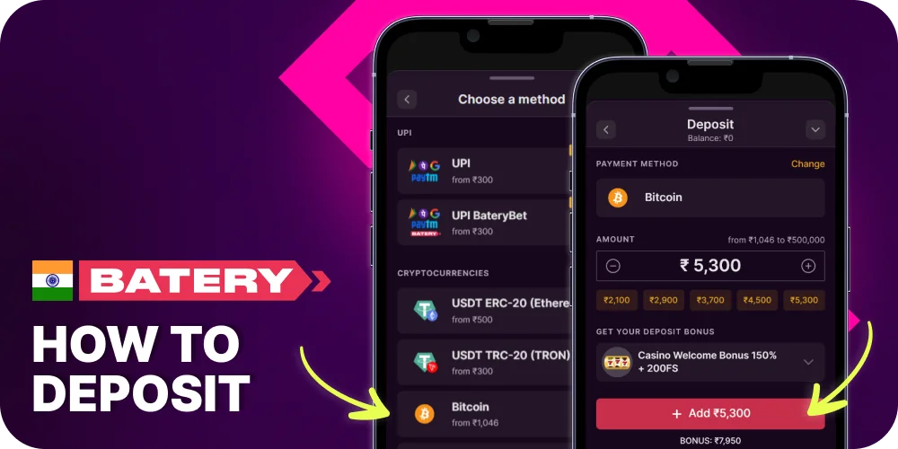 Deposit using Batery App